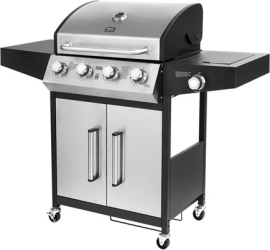 Gratar gaz 5 arzatoare Teesa, model 5007, culoare neagra, dimensiune 100x50cm