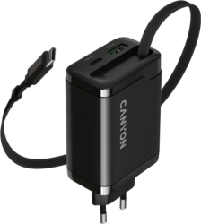 Incarcator rețea Canyon OnCharge 65RС, 1 x USB-A, 2 x USB-C, 65 W, Black