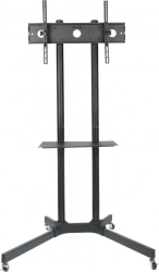 Stand TV, LCD / LED, mobil pe roți, reglabil, telescopic, raft DVD, 30 - 65 inch, Negru