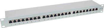 Panou de conexiuni ecranat , Equip , cat.6 24 porturi 1U , 19 , gri