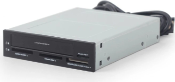 Card reader intern Gembird, interfata S-ATA, citeste/scrie SD, micro SD, MMC, RS-MMC, MS, metalic, Negru
