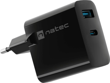 Incarcator de perete Natec Ribera 1xUSB-A 1xUSB-C 5V/12V 3A 45W negru
