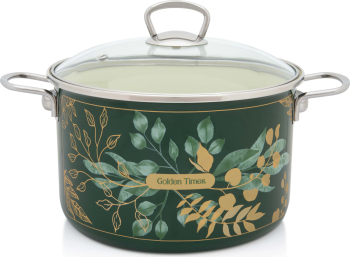 Oală 6.75l capac din sticlă Golden Times Metalac email/24cm/6.75l