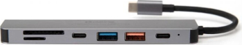 Hub Media USB-C 7in1 Platinet HDMI 4K USB-A 3.2 USB-C PD 100W Aluminium