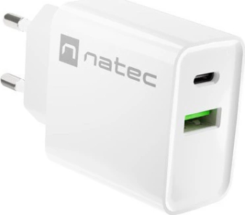 Incarcator rapid Natec RIBERA NUC-2061 20W alb 43x83x27mm 1 port USB-C 1 port USB-A
