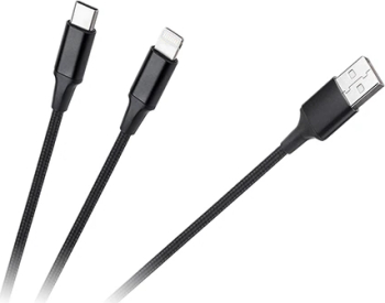 Cablu Cabletech KPO3944 USB A - USB C/LIGHTNING 1 m Negru