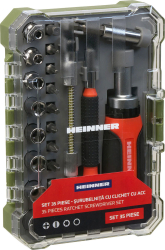 Set 35 accesorii Heinner PCSS019 șurubelniță cu clichet șurubelniță precisă biți biți precizie tubulare din oțel carbon adaptor biți extensie biți extensie flexibila