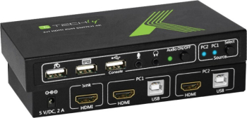 Techly 2x1 USB HDMI 4Kx2K IDATA KVM-HDMI2U KVM switch Black