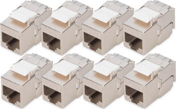 Jack Keystone Digitus CAT 6A blindat set 8 buc argintiu