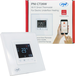 Termostat inteligent PNI CT26W WiFi incalzire in pardoseala electrica sau grup pompare, senzor pardoseala inclus, montaj incastrat, control