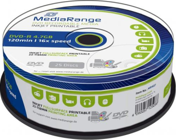 DVD-R 4.7GB 16x MediaRange 25 buc set Print Cake 25 MR407