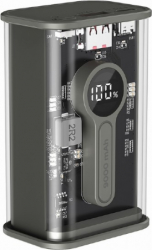 Baterie externă Gembird 9000 mAh 20 W Display LCD USB Încărcare rapidă QC3.0 Transparent/Negru