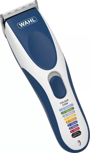 Aparat de tuns fără fir Wahl Color Pro Cordless 9649-016, Kit de tuns cu 20 piese, Acumulator NIMH, 8 piepteni, Lame auto-ascutire oțel inox