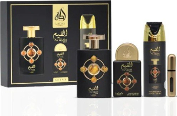 Lattafa Pride Al Qiam Gold Set cadou unisex EDP 100 ml + EDP 20 ml + deodorant spray 200 ml + reumplere