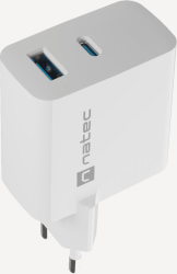 Incarcator rețea Natec Ribera GaN 1x USB-A 1x USB-C 65W White