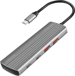 HUB extern Logilink porturi USB USB-A 3.2 Gen2 x 2 + USB-C Gen2 x 5 conectare prin USB-C PD 100W prot. supracurent supratensiune supra