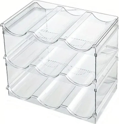 Set 3 cutii depozitare sticle Zeller stivuibile plastic 3x29x20x10 cm transparent