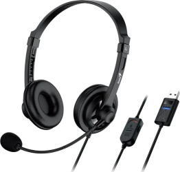 Căști cu fir Genius HS-230U, microfon, USB, 2.4m, negru