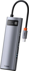 Docking Station Baseus Metal Gleam, conectare PC USB Type-C, 8 in 1, Gri