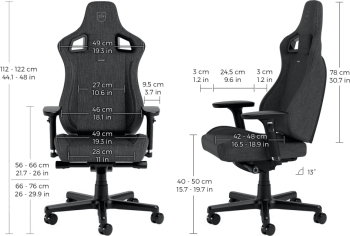 Scaun gaming Noblechairs EPIC Compact TX, Textil, Gri Antracit