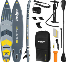 SUP Stand Up Paddle Rebel 381x81x15 cm, 3 aripioare, 204 kg