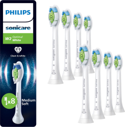 Rezerve Philips Sonicare Optimal White HX6068/87, pachet de 8 capete de periere, Standard, click-on, sincronizarea modurilor BrushSync, Alb