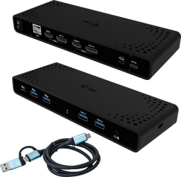 Docking station i-Tec C31DUALDPDOCKPD100W, 7 porturi, 100W, negru, 40x55cm