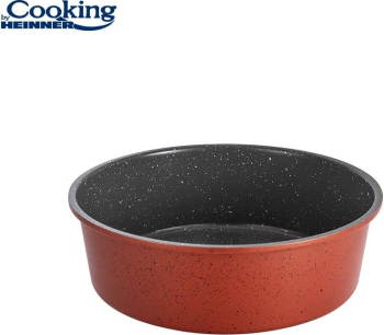Tava rotund Heinner A3010, ceramic marmorat, 30x10cm, 2 straturi, exterior vopsea roie
