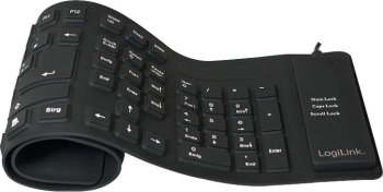 Tastatura flexibilă impermeabilă + PS/2 LogiLink Negru