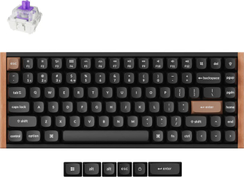 Tastatura mecanica wireless Keychron K2 HE, 2.4GHz/Bluetooth, switch-uri magnetice, aluminiu și lemn, taste double-shot PBT, special edition