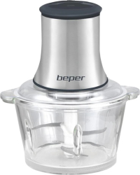 Tocător electric Beper 2 viteze 500W Sticlă/ABS/Inox Recipient 1.5 L Argintiu