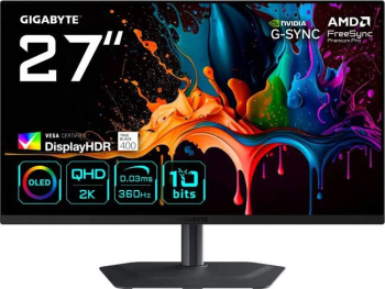 Monitor Gigabyte Monitor Gaming QD-OLED Gigabyte 27 MO27Q3, QHD (2560 x 1440), HDMI, DisplayPort, Boxe, Pivot, 360 Hz, 0.03 ms, Negru - imagine 1