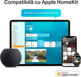 Banda LED RGBWIC inteligenta TP-Link Tapo L930-5 Wi-Fi control vocal sincronizare muzica 13W 1000 lm compatibil Amazon Alexa și Google Assistant 100-240V 5m