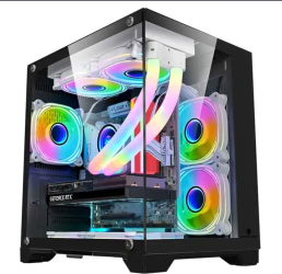 Carcasa 1stPlayer Gaming MV5-TP-bk 5 ventilatoare aRGB infinity efect Micro-ATX