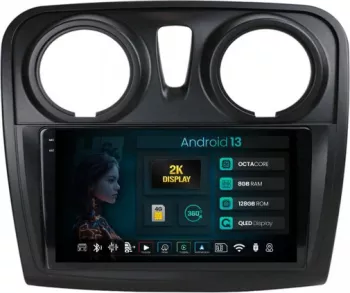 Navigație 2K Dacia Logan II / Sandero II 2012-2020 8GB RAM Android 13 Octacore Slot Sim 4G DSP GPS Wi-FI Carplay Android Auto USB