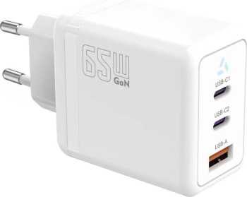 Incarcator de perete TB 2x USB C + USB A Power Delivery alb GaN 65W