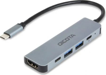 Hub 5 in 1 Dicota USB-C HDMI 4K 2x USB-A USB-C PD 100W argintiu