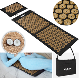 Covor de acupresur set cu pernă Rebel, 110x42cm, bumbac, umplutur din fibr de nuc de cocos