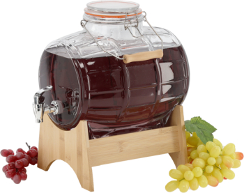 Set butoi 8L din sticla cu suport din bambus si robinet maner transpot si capac cu clips transparent JollyMag ZIX1722
