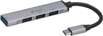 Hub H40 Tracer Aluminiu 4 porturi 1 x USB 3.0 3 x USB 2.0 Cu USB-C Gri/Negru