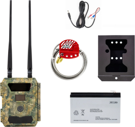 Pachet camera vanatoare PNI Hunting 400C carcasa, sufa securitate, acumulator 7.2Ah si cablu alimentare