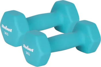 Set gantere Rebel Active RBA-2330-3 2 x 3kg fonta și înveliș de neopren (Albastru)
