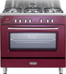 Aragaz profesional DeLonghi MEM 965 RX ED RO Plita gaz 5 arzatoare Cuptor electric Grill Timer Iluminare 87 l Clasa A Roșu