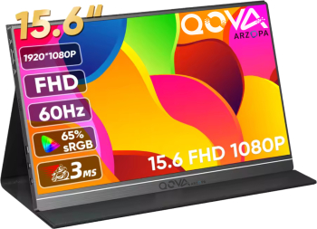 Portabil Arzopa and Qova® de 15.6& IPS FHD 1080p USB-C and HDMI HDR 300 Nits Dual Speaker Protectie Ochi Ultra Slim 9mm Carcasa Metalica Compatibil Laptop/Telef - imagine 1