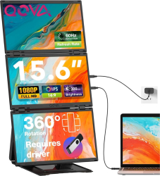 Triplu Extensibil si Portabil pentru laptop QOVA® Quad Screen de 3× 15 6inch 3 Ecrane Full HD IPS 1080P Stand rotativ 360° and Carcasa Integrata Extensor Compati - imagine 1