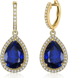Cercei lungi pentru femei JewelryPalace argint 925 albastru auriu - RESIGILAT