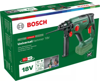 Ciocan rotopercutor pe acumulator Bosch UniversalHammer 06039D6000, 18 V, 2000 RPM, 2 J, 25 mm diametru maxim găurire, limitator adâncime, fără acumulator/incarcator