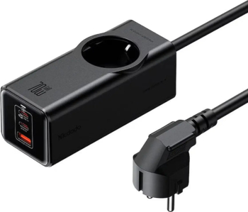 Incarcator de rețea Mcdodo CH-4620 4 in 1 cu prelungitor Super Cube Schuko 2x Tip-C USB-A Fast Charge 70W Tehnologie GaN 1 5 m (Negru)
