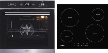 Pachet incorporabil Samus ONL40 Cuptor SC625GDX5 Electric 75l 5 functii Negru Inox + Plita PSI-64BG8 Inductie 4 Zone de gatit Negru