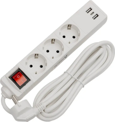Prelungitor OEM FL3G15WUSB 3 prize 1.5 m (Alb)